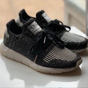 Black and Silver Adidas Sneakers